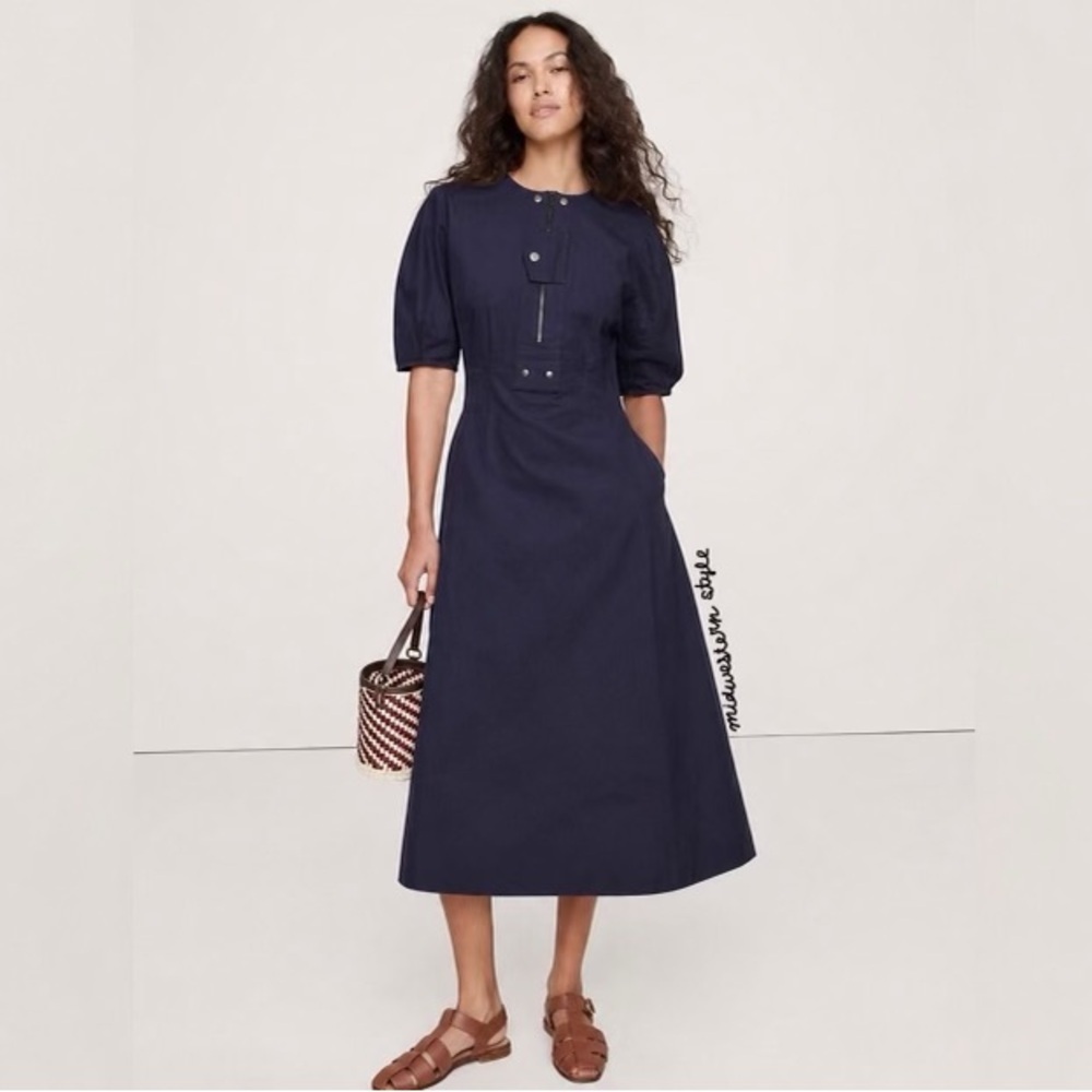 NEW! Banana Republic Stretch-Column Twill Utility Midi Dress -Multiple 817689 💖
